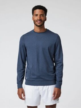 Vuori Men's Ponto Performance Crew Heathered Blue Size Large Athleisure Active